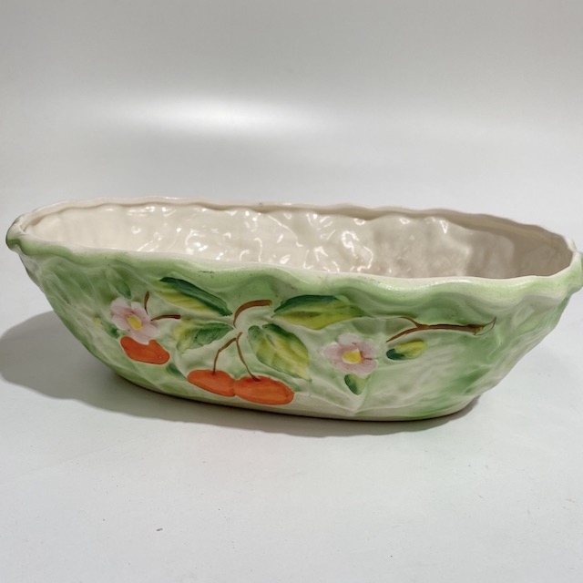 BOWL, Vintage Serving Dish - Green Cherries